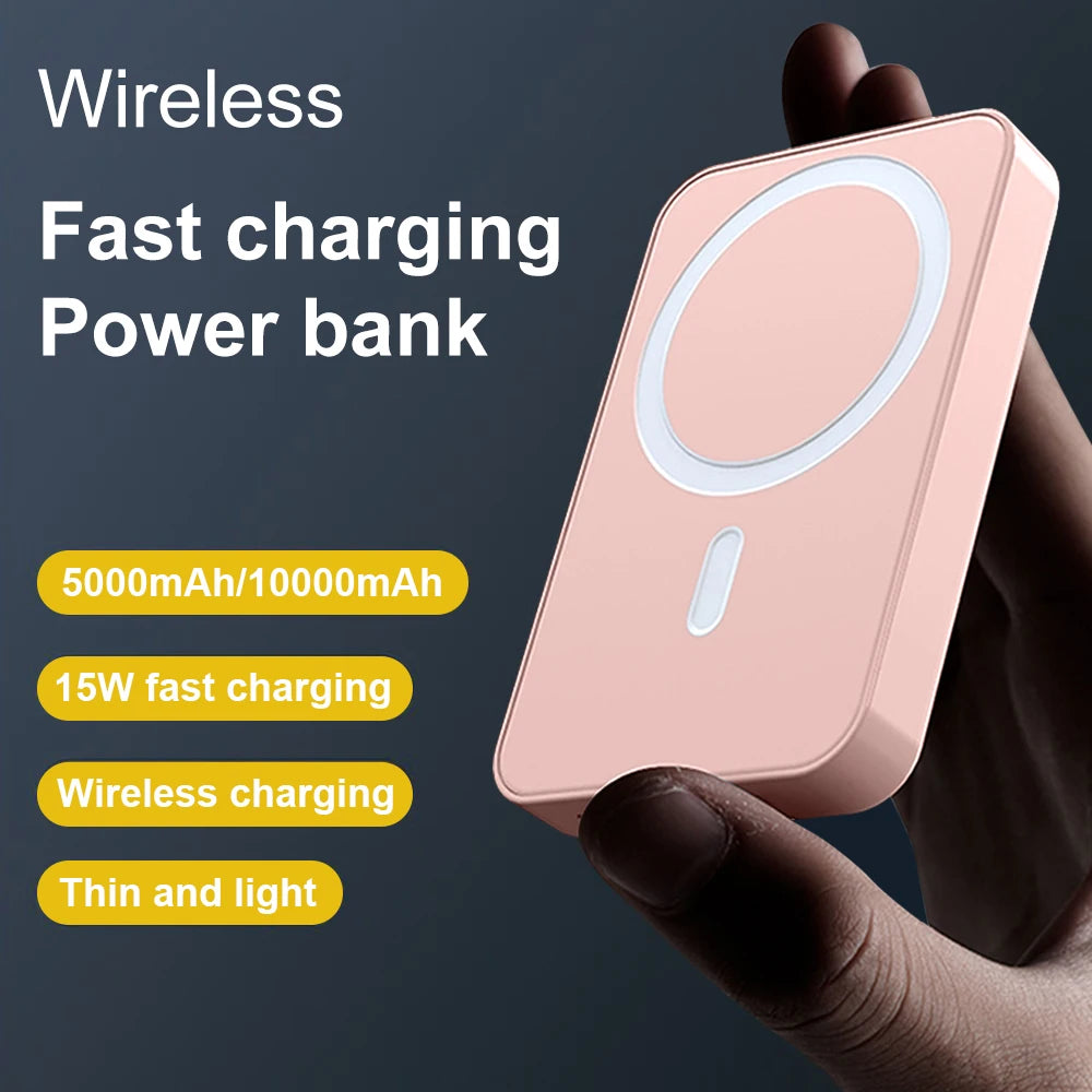 5000mAh Magnetic Wireless Power Bank 15W Fast Charging Portable Slim MagSafe Powerbank Mini Thin Magnetic Charger External Battery Pack