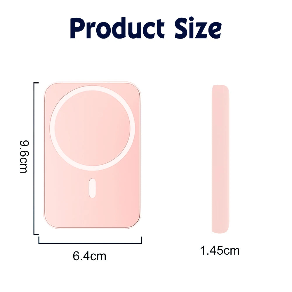5000mAh Magnetic Wireless Power Bank 15W Fast Charging Portable Slim MagSafe Powerbank Mini Thin Magnetic Charger External Battery Pack