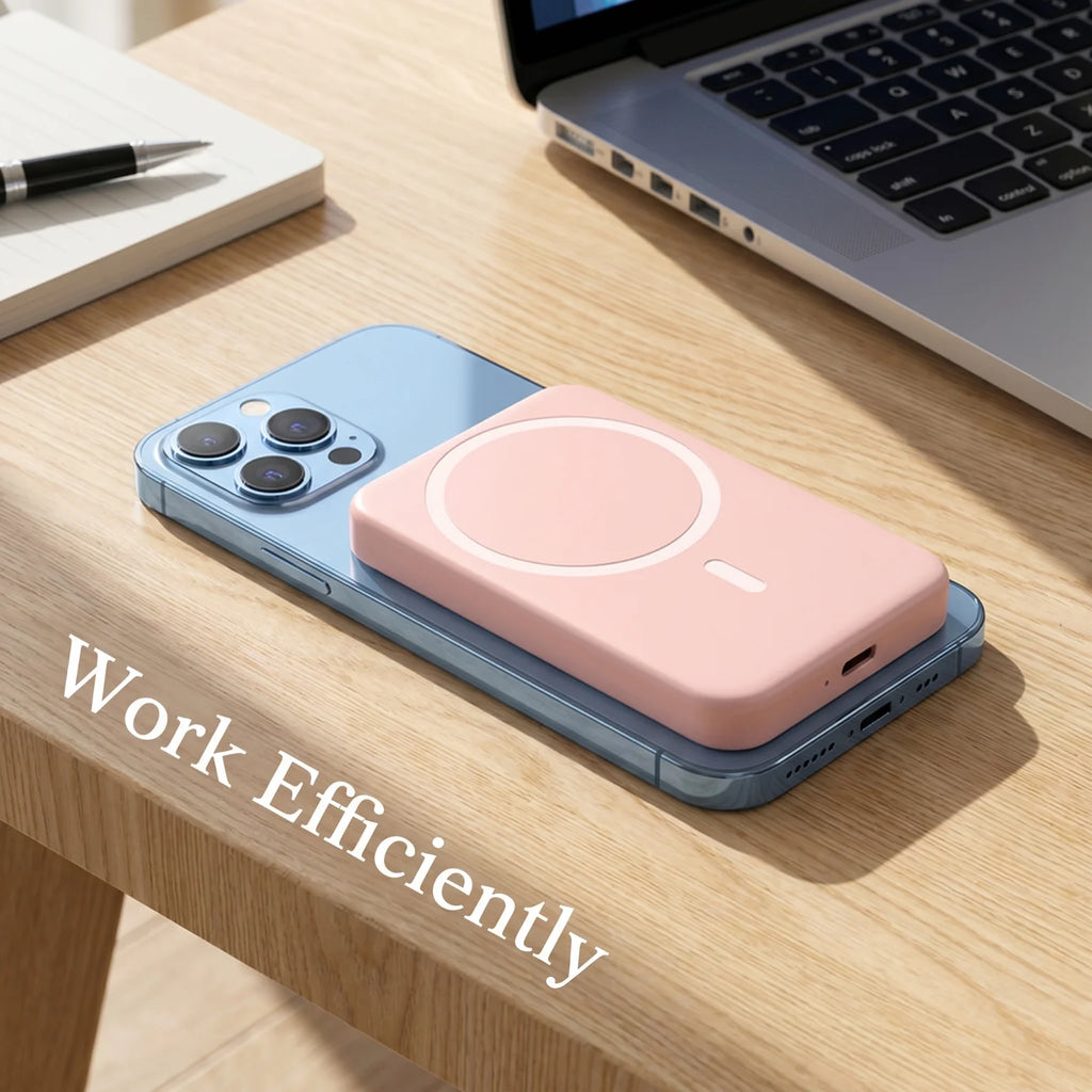 5000mAh Magnetic Wireless Power Bank 15W Fast Charging Portable Slim MagSafe Powerbank Mini Thin Magnetic Charger External Battery Pack