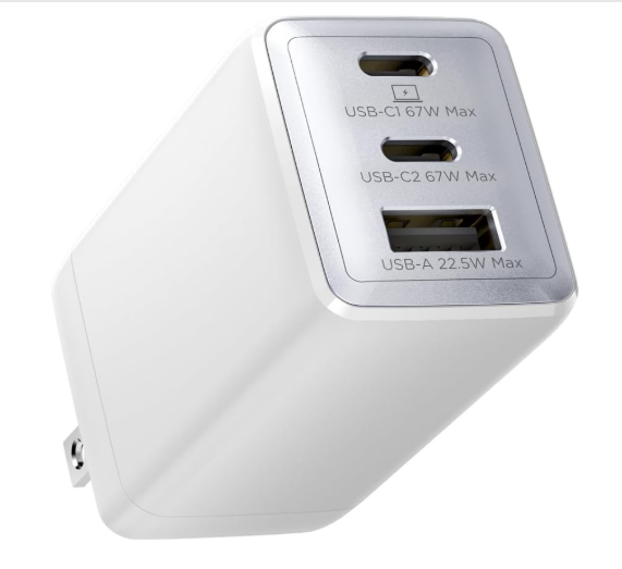 67W USB-C GaN 3-Port Fast Charging Block with Foldable Plug by WeGear